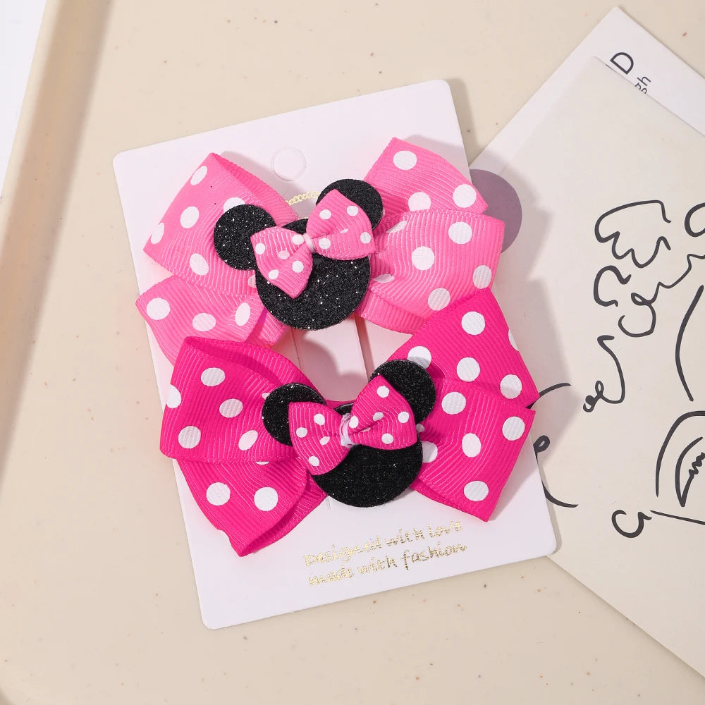Polka Dot Bow Hair Clips Set