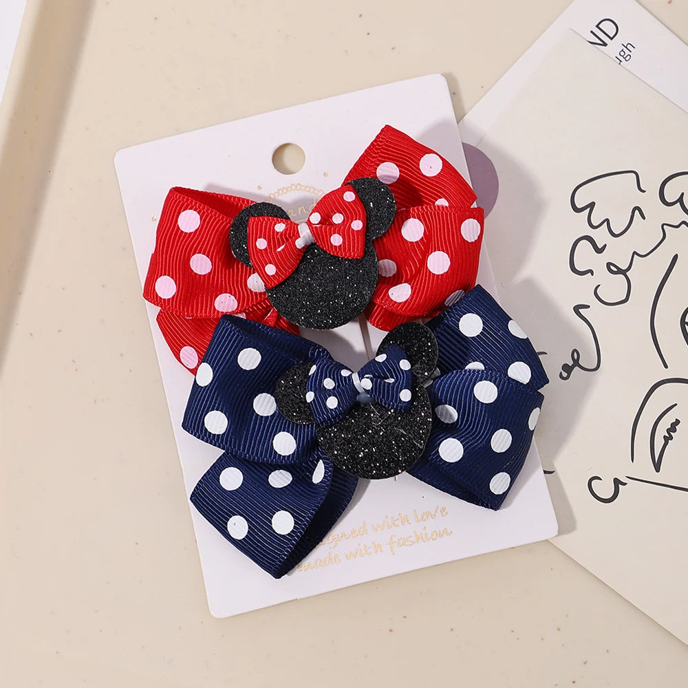 Polka Dot Bow Hair Clips Set
