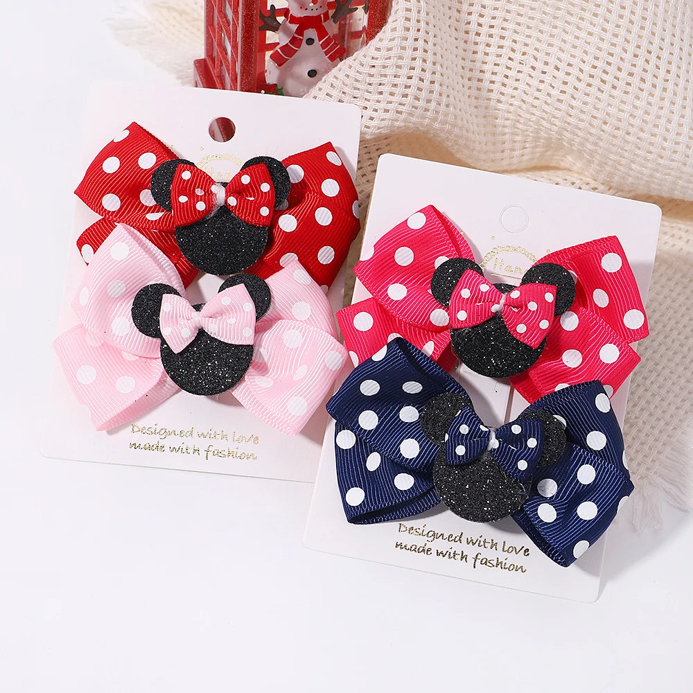 Polka Dot Bow Hair Clips Set