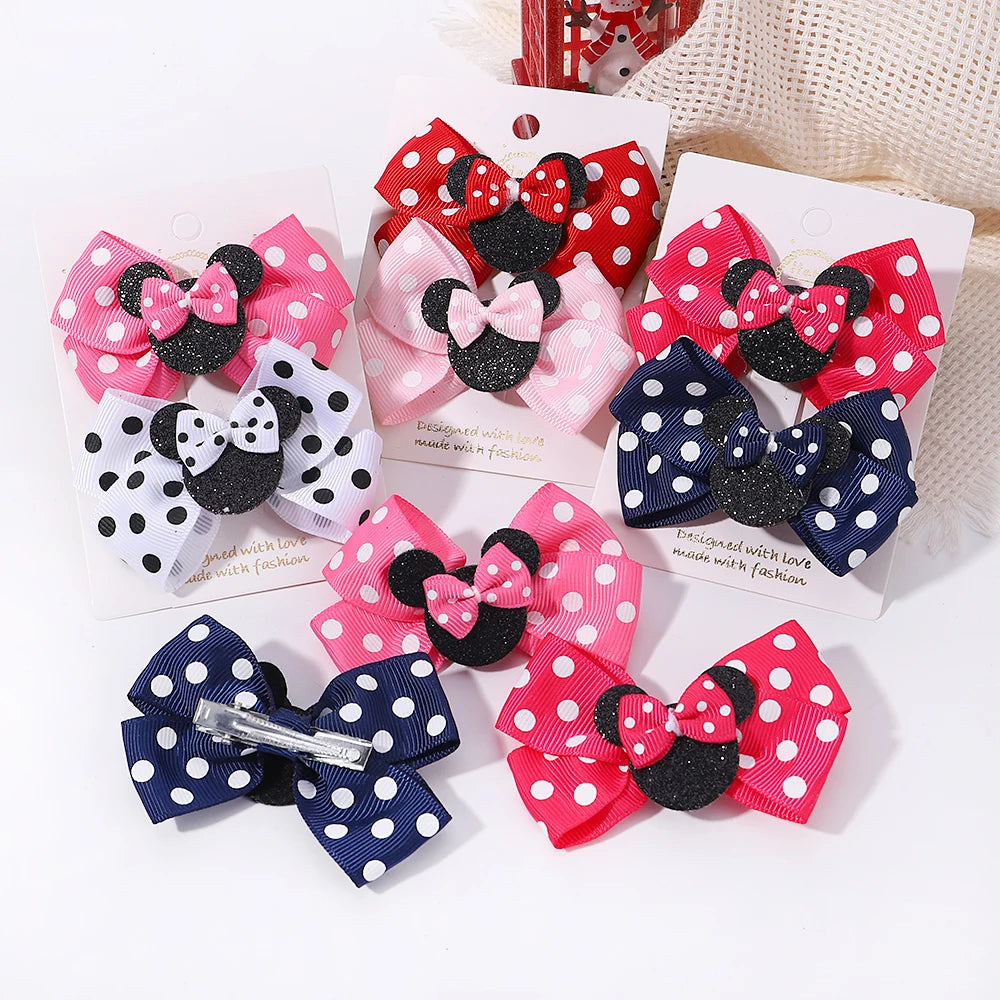 Polka Dot Bow Hair Clips Set