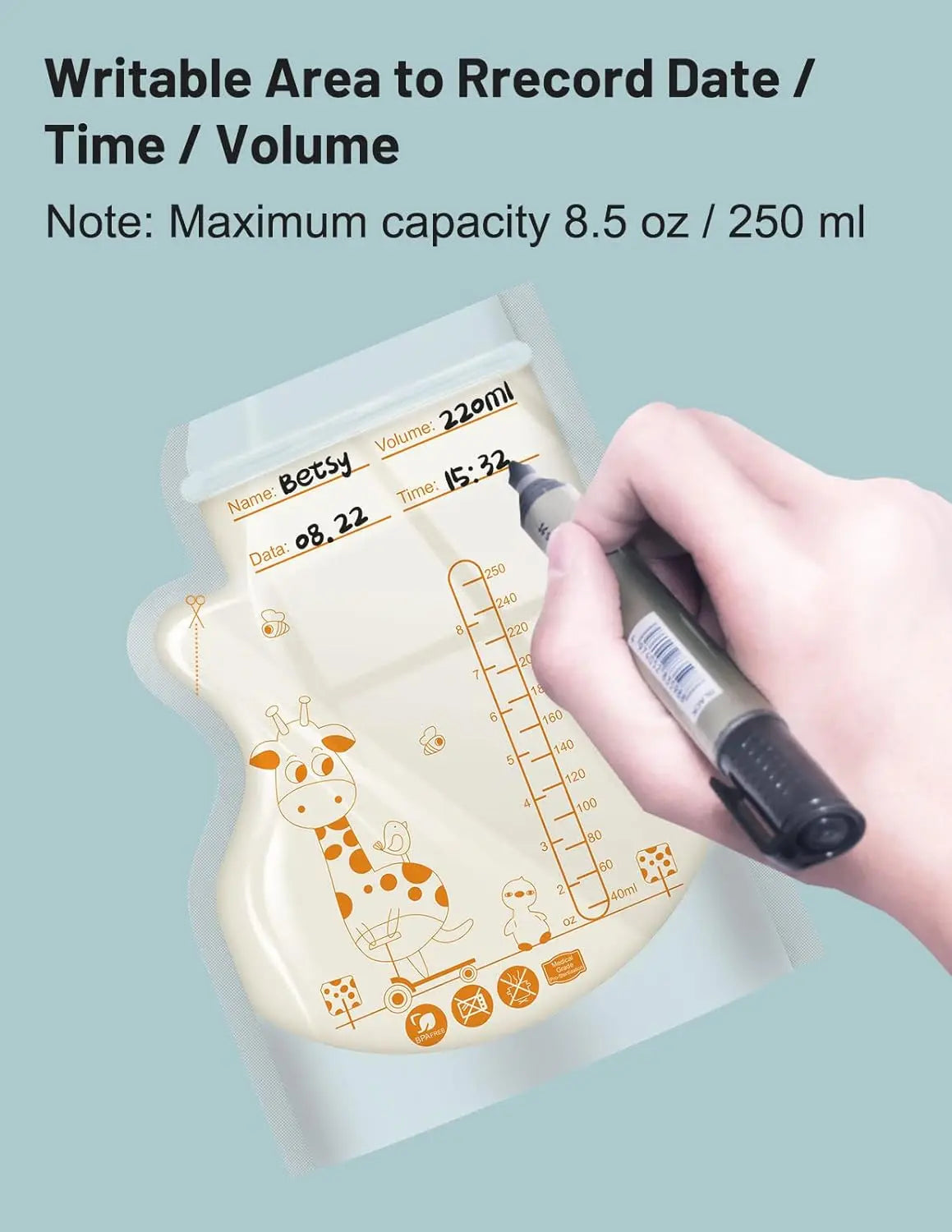 SafeStore Breast Milk Storage Bags (100pcs, 250ml)