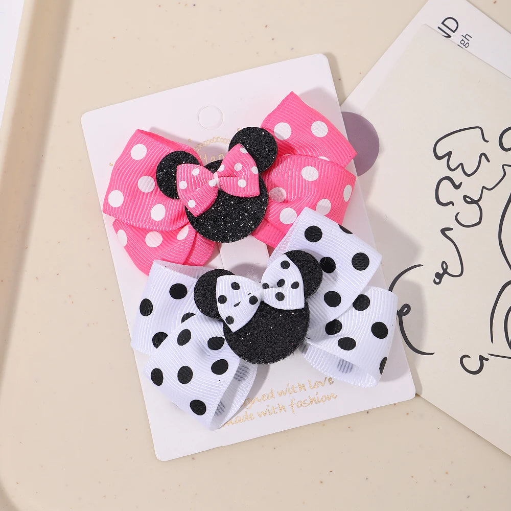 Polka Dot Bow Hair Clips Set
