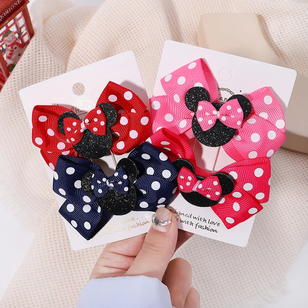 Polka Dot Bow Hair Clips Set