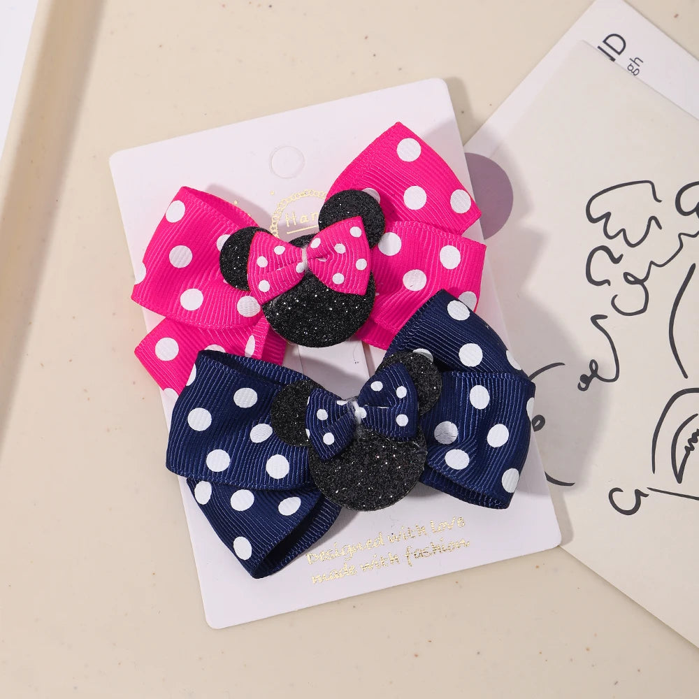 Polka Dot Bow Hair Clips Set