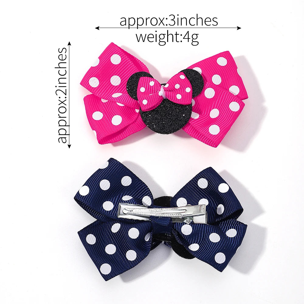 Polka Dot Bow Hair Clips Set