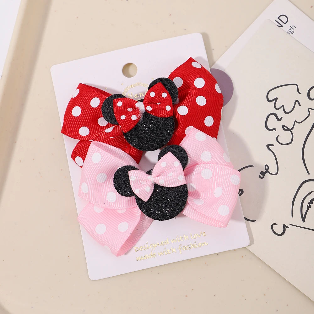 Polka Dot Bow Hair Clips Set