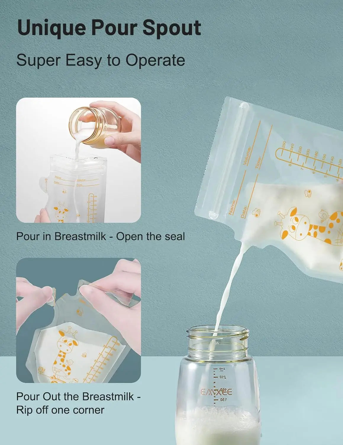SafeStore Breast Milk Storage Bags (100pcs, 250ml)