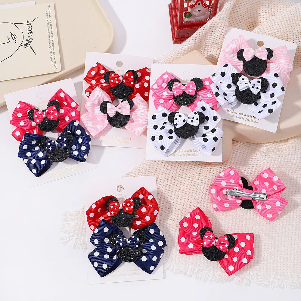 Polka Dot Bow Hair Clips Set