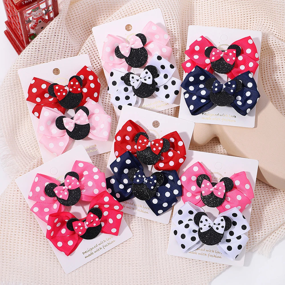 Polka Dot Bow Hair Clips Set