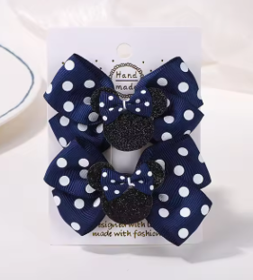 Polka Dot Bow Hair Clips Set