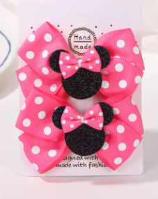Polka Dot Bow Hair Clips Set