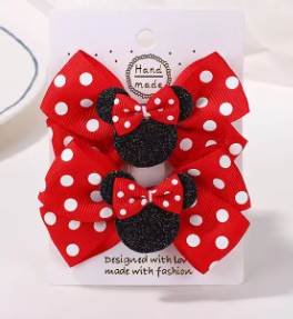 Polka Dot Bow Hair Clips Set