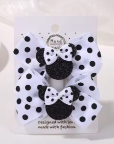 Polka Dot Bow Hair Clips Set